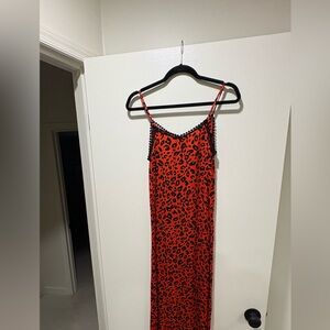 Stylish Red and Black Leopard Print Dress